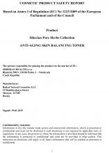 Cocmetic product safety report Tonico anti-età «TUNGALAG» (Freschezza), 250 ml
