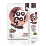 Yoo Go! Shake it! Pó para a preparação de bebidas proteicas com cacau e gengibre, com adoçante, 175 g